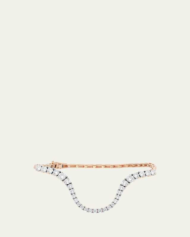 18K Rose Gold Half Pave Diamond Radiant Bracelet