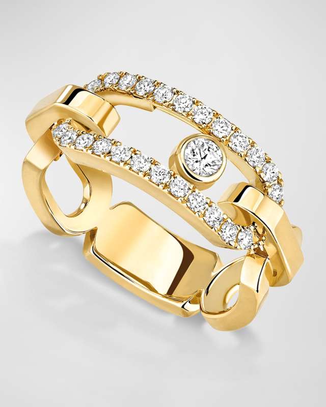 MOVE LINK 18K YELLOW GOLD DIAMOND RING