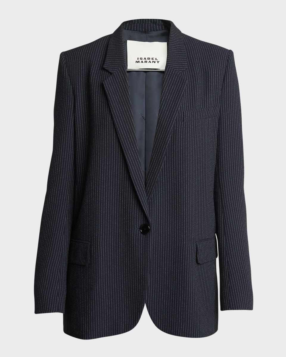 Omelia One-Button Pinstripe Blazer