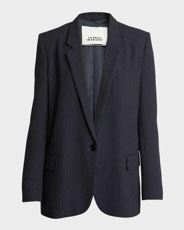 Omelia One-Button Pinstripe Blazer