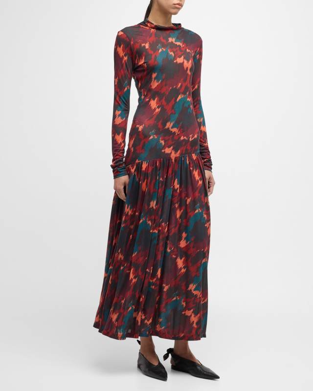 Fernanda Printed Long-Sleeve Maxi Dress