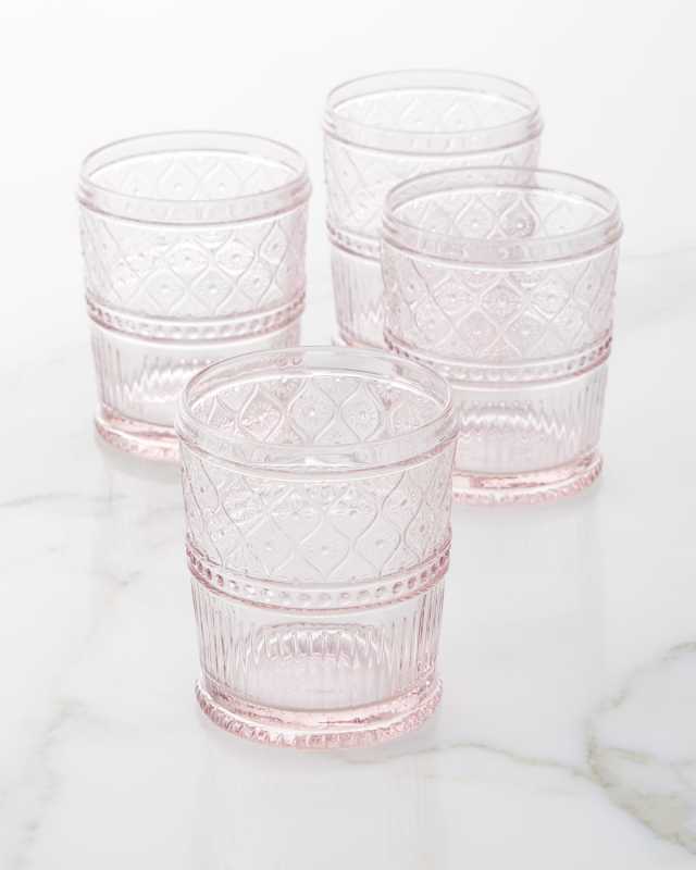 Pink Claro Double Old-Fashioned Glasses, Set of 4