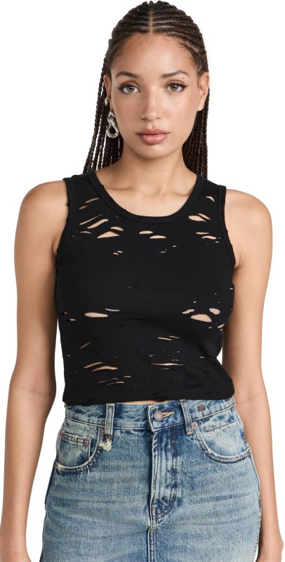 R13 Distressed Tank Black