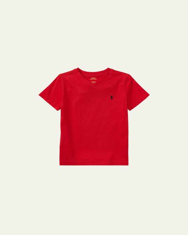 Boy's Cotton Jersey V-Neck Tee, Size 2-4