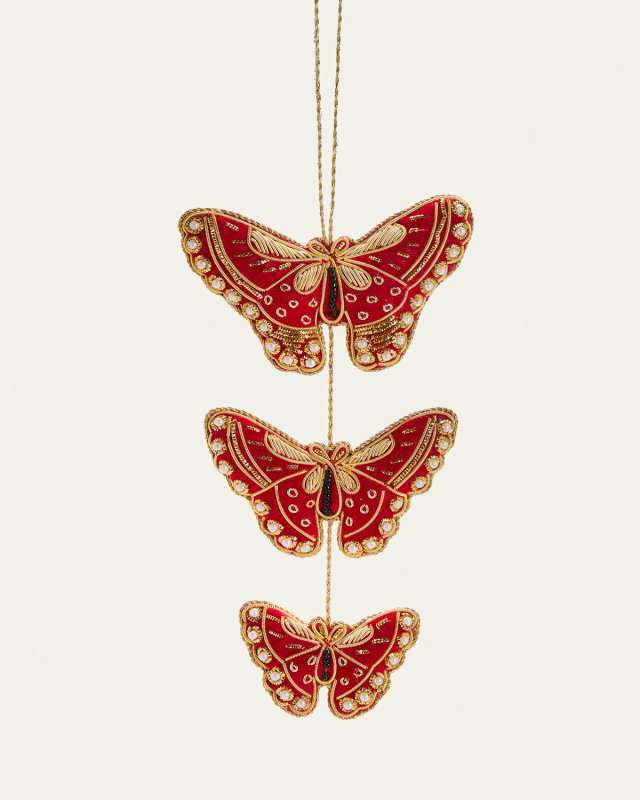 Triple Butterfly Christmas Ornament