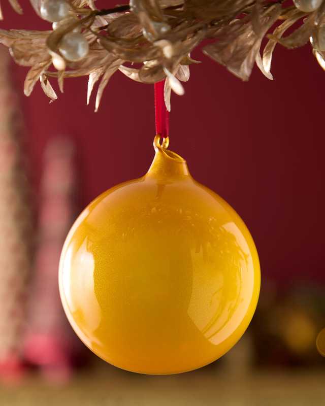 Gold Glitter Bubblegum Glass Ball Christmas Ornament