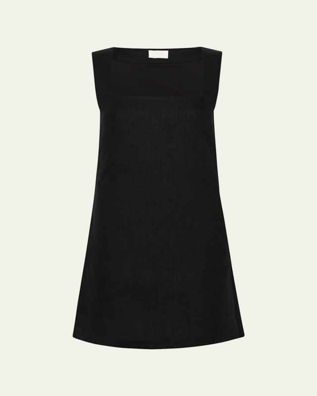 Alice Sleeveless Square-Neck Linen Mini Dress