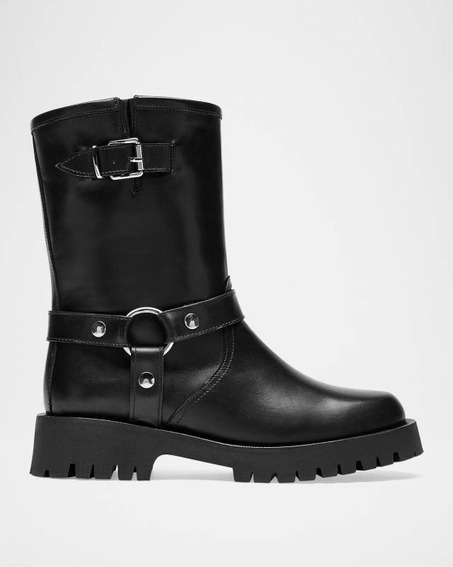 Bara Leather Harness Moto Booties