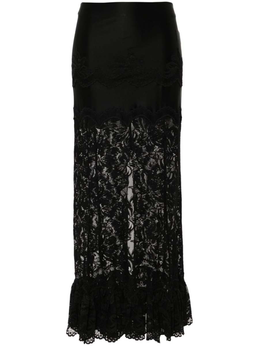 lace ruffled maxi skirt