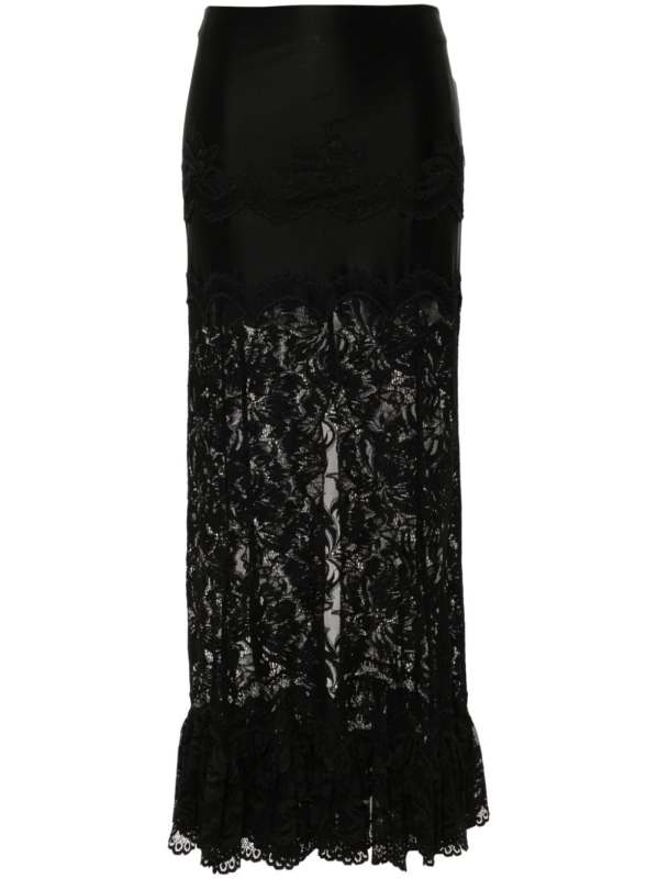 lace ruffled maxi skirt