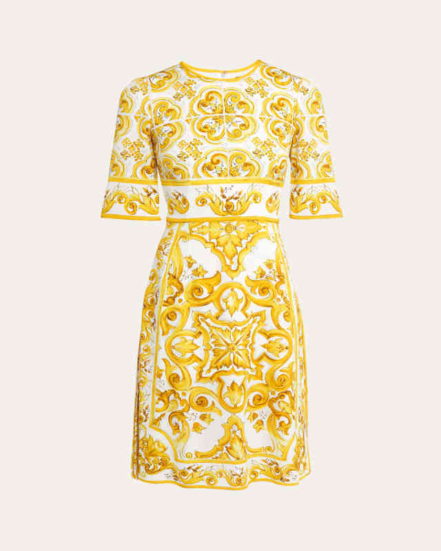 Printed Charmeuse A-line Dress