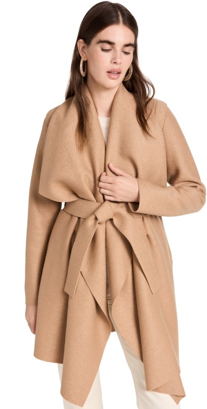 Harris Wharf London Women Blanket Coat Tan