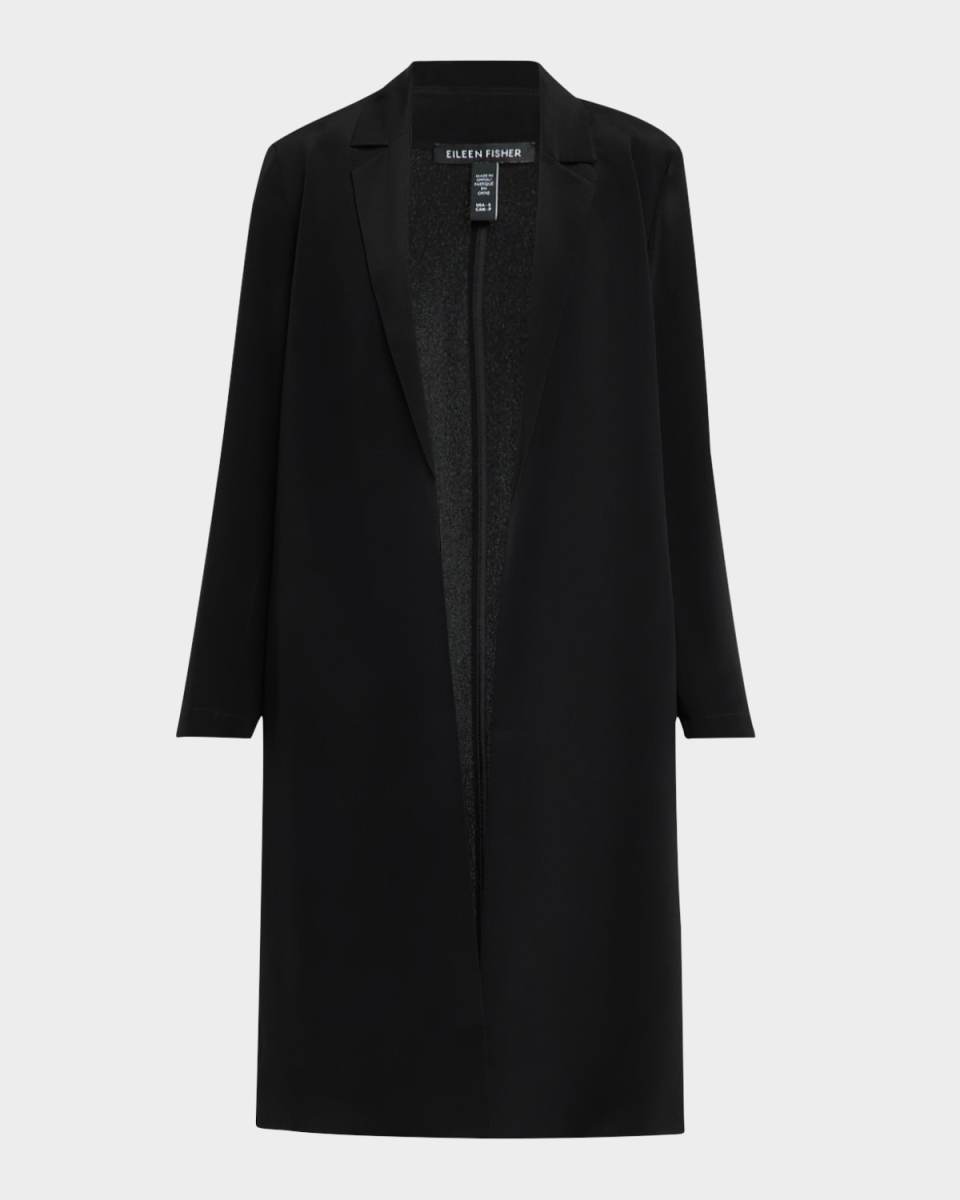 Open-Front Silk Double Crepe Blaz