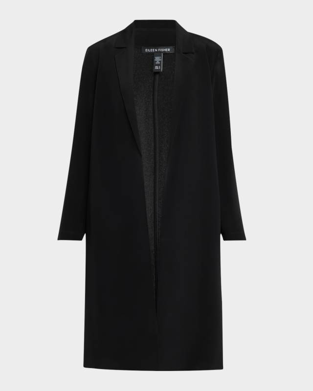 Open-Front Silk Double Crepe Blaz