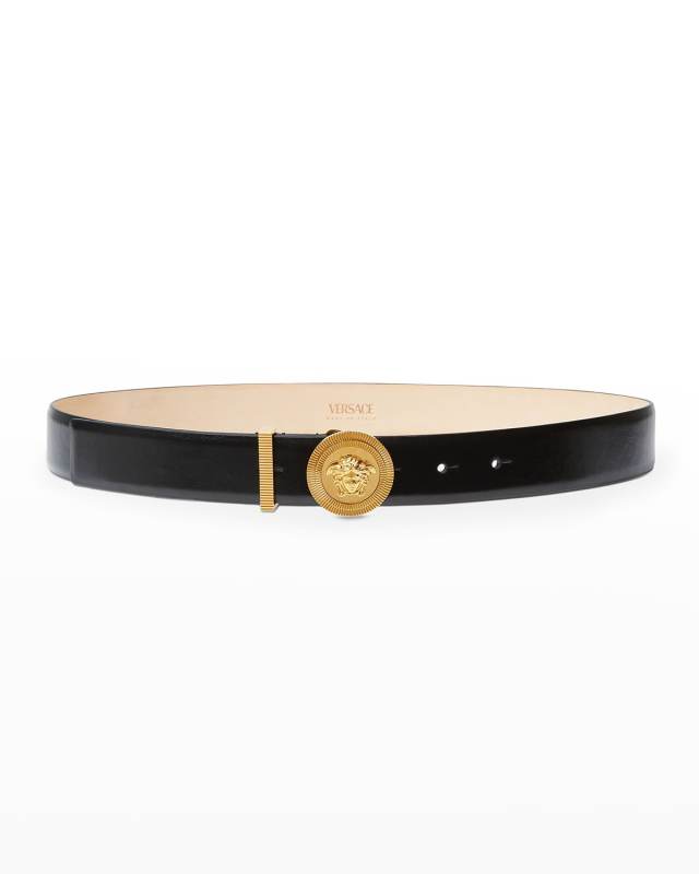 Medusa Coin Leather Belt