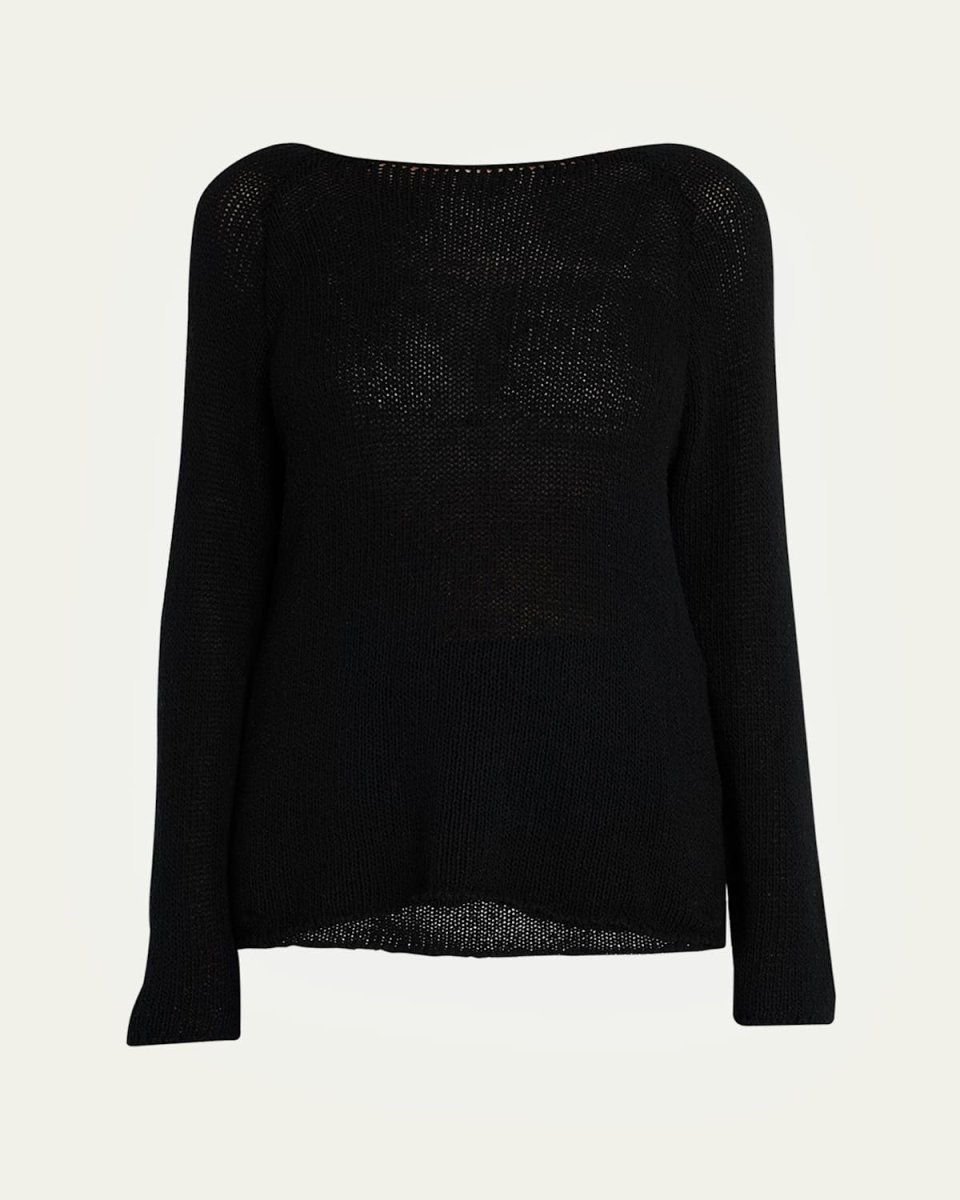 Fausto Boat-Neck Open-Knit Silk Sweater