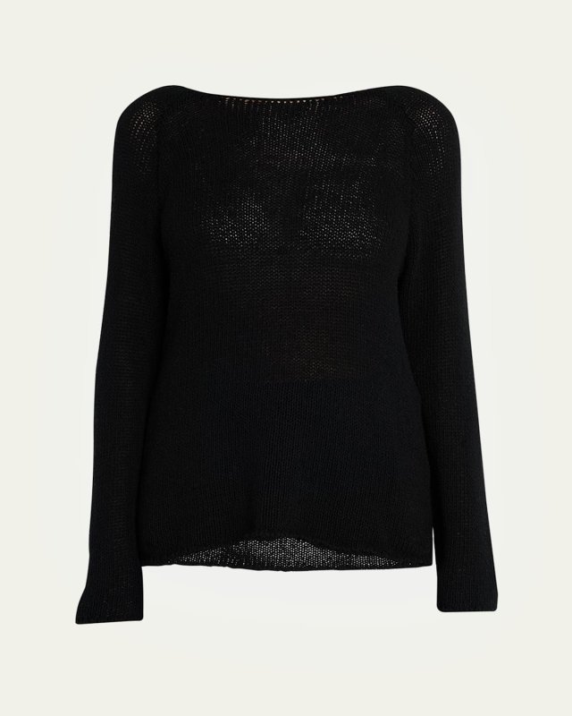 Fausto Boat-Neck Open-Knit Silk Sweater