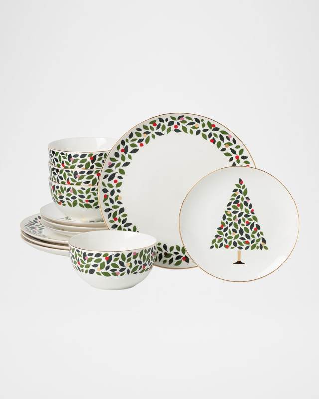 evergreen 12-piece dinnerware set