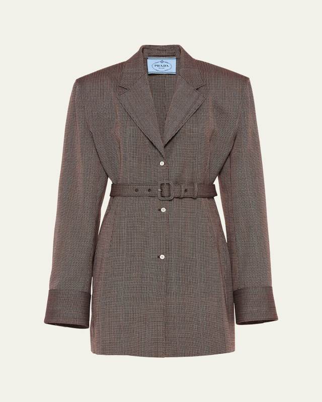 Extra Long-Sleeve Belted Wool Jacket