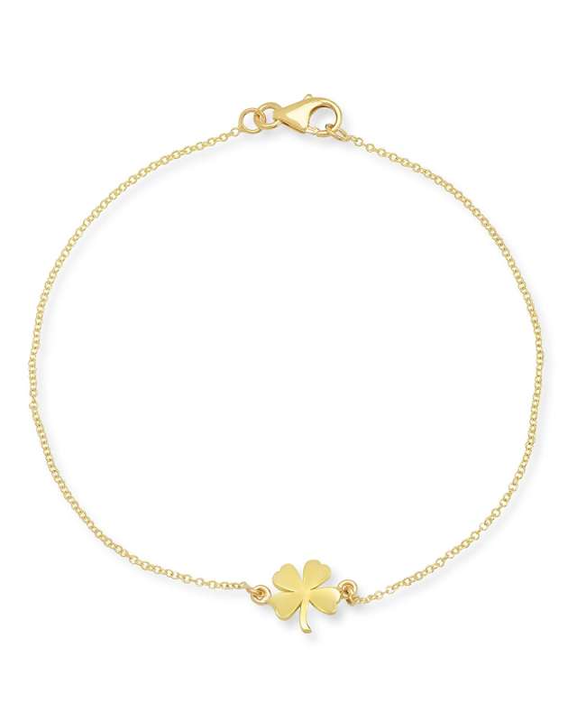 18k Yellow Gold Mini Clover Chain Bracelet
