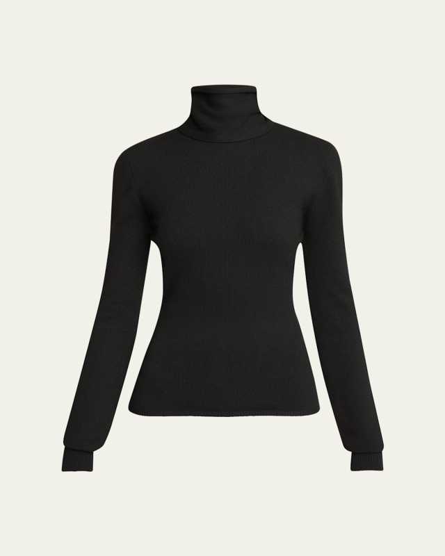 High Neck Open-Back Wool Cashmere Sweater