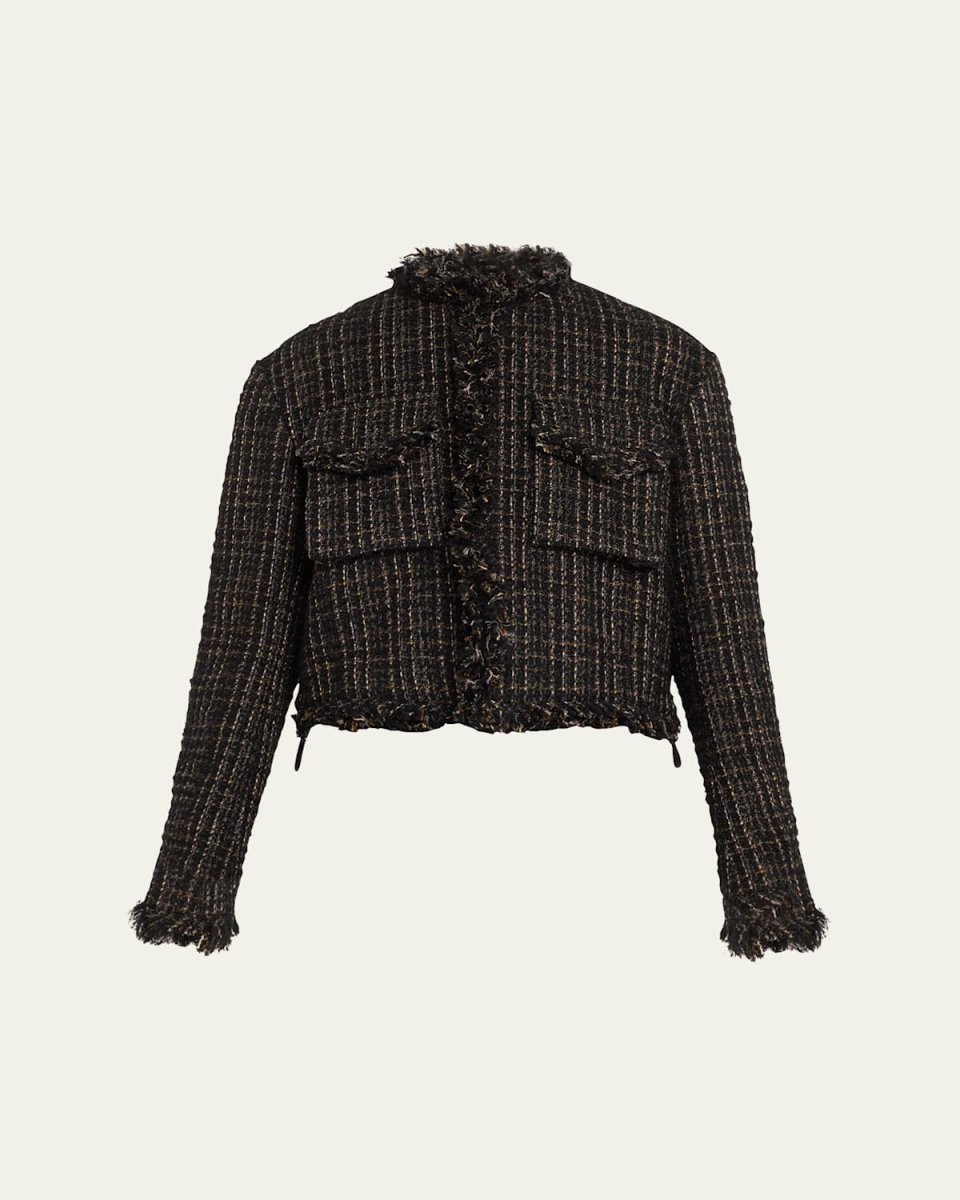Tweed Boxy Puffer Back Cropped Jacket