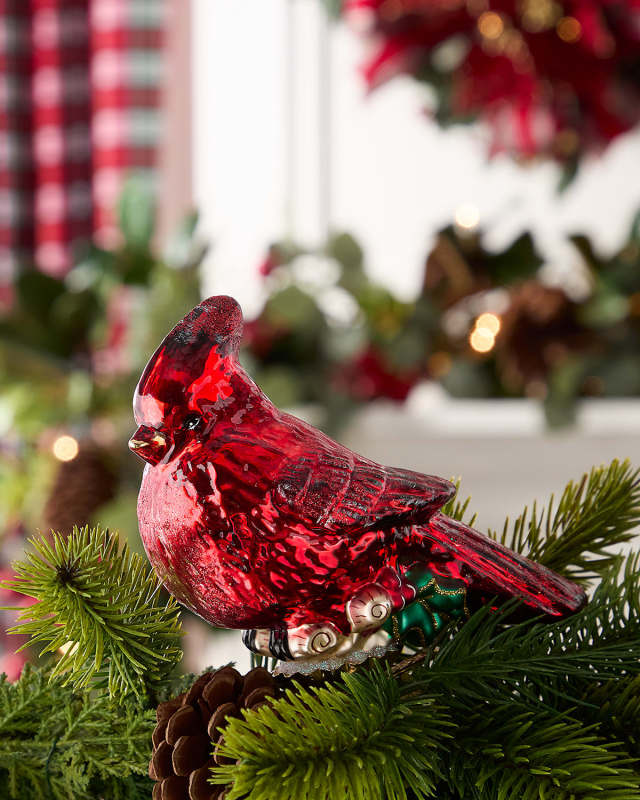 Cardinal on Branch Christmas Ornament