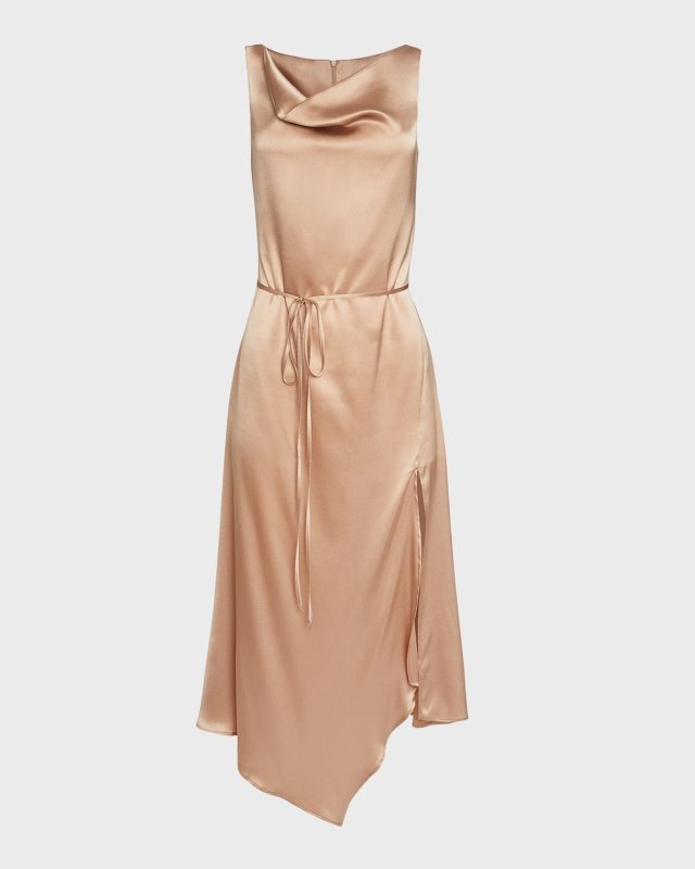 Cowl-Neck Silk Charmeuse Midi Dress