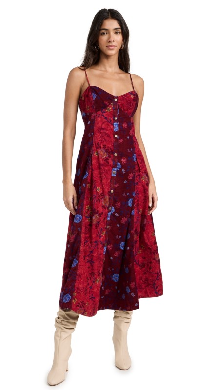 Free People Gailidi Dress Scarlet Combo