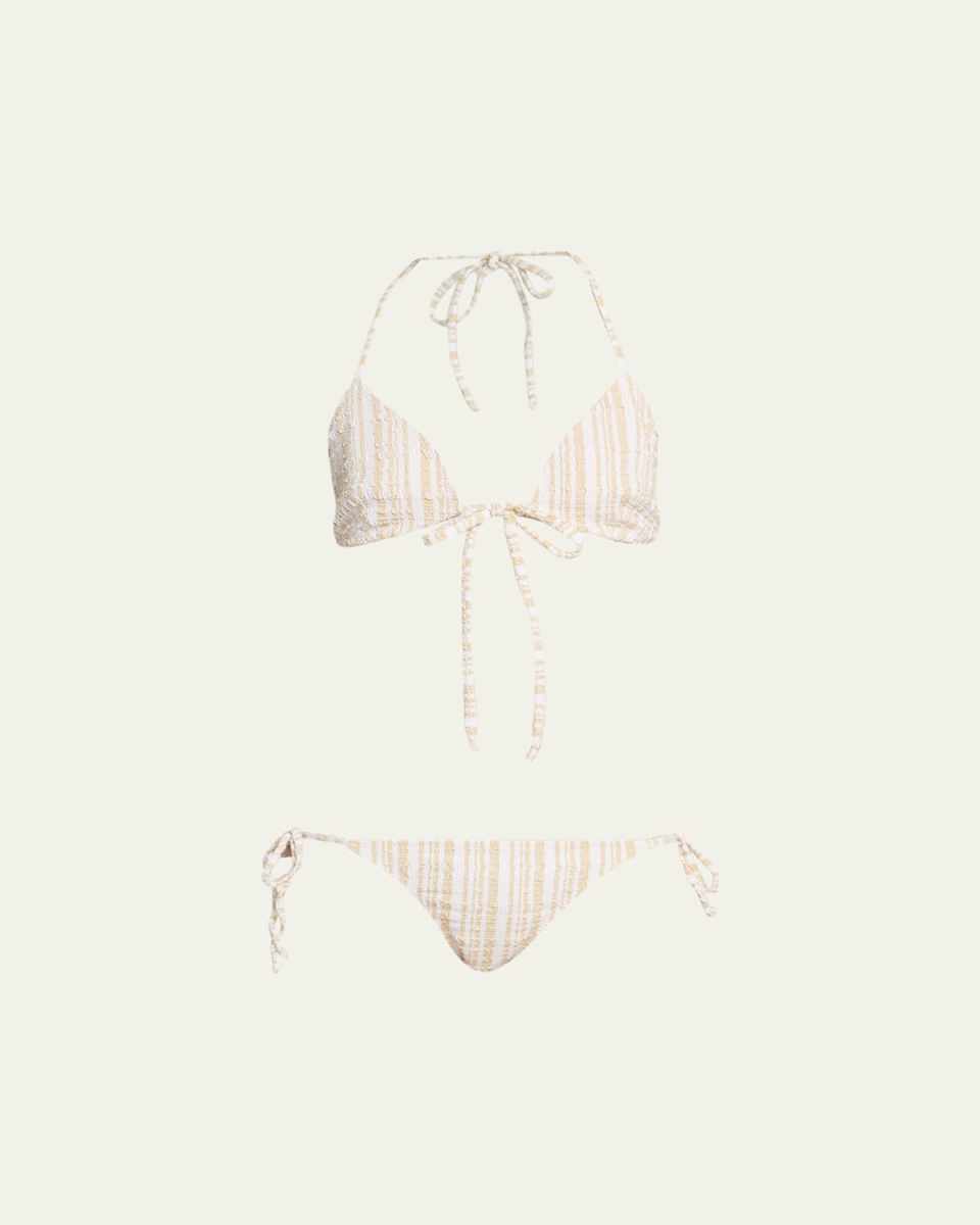 Striped Two-Piece Triangle Bikini Set