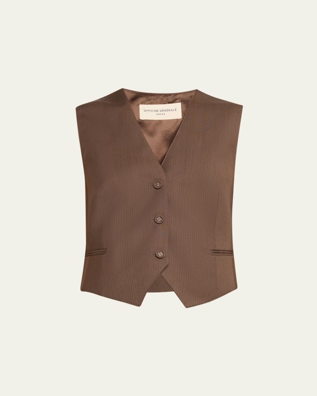 Cleore Pinstripe Wool Vest