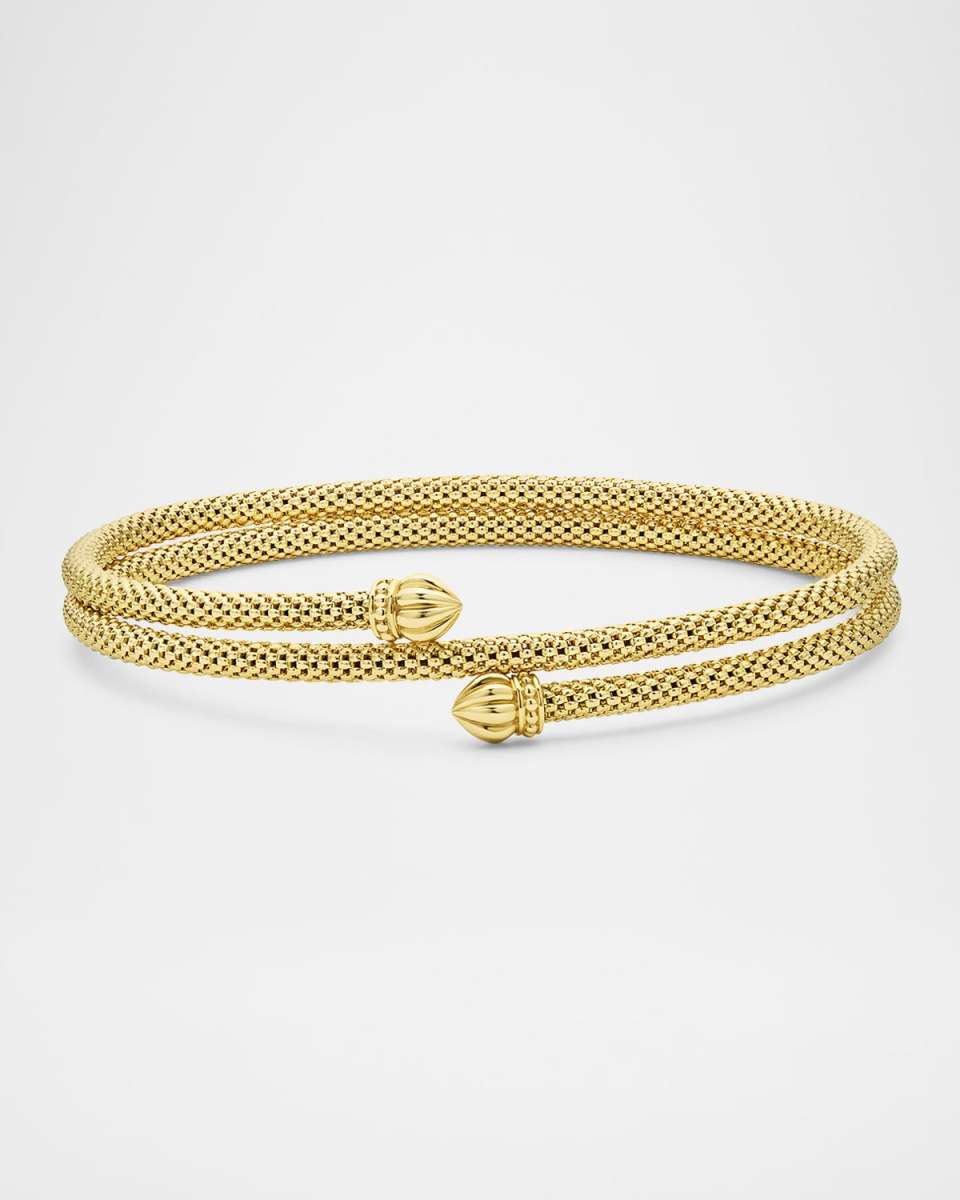 18K Gold Signature Caviar 7mm Endcap Double Wrap Bracelet