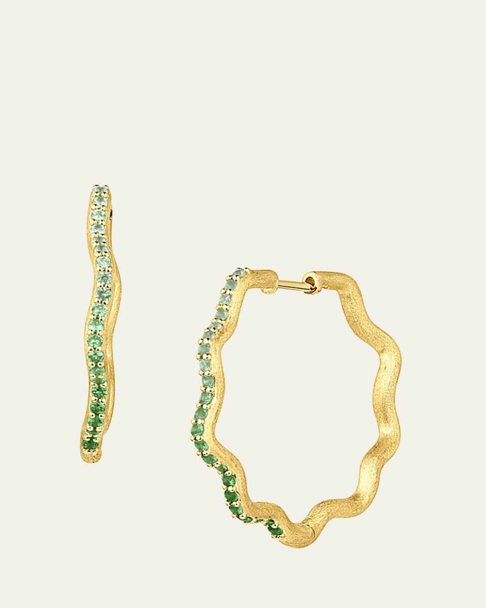So Wavy Stardust Tsavorite 18K Gold Earrings
