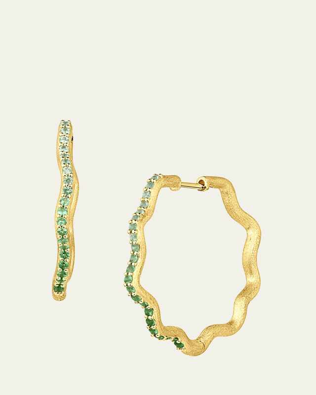 So Wavy Stardust Tsavorite 18K Gold Earrings