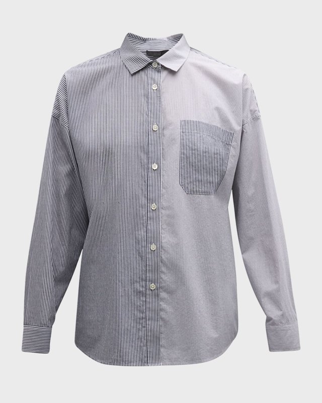 Mixed Stripe Shirting Boyfriend Shirt