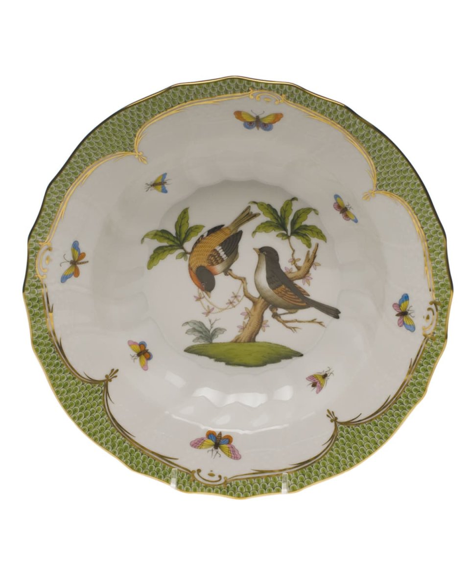 Rothschild Bird Green Motif 12 Rim Soup Bowl