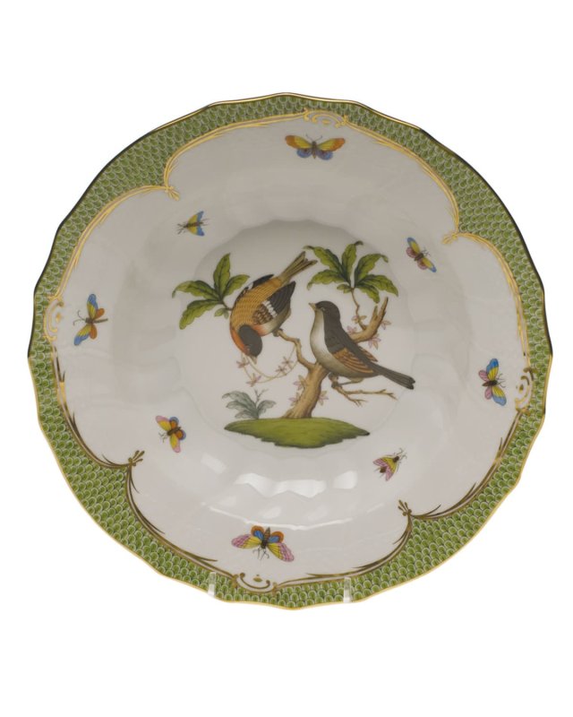 Rothschild Bird Green Motif 12 Rim Soup Bowl