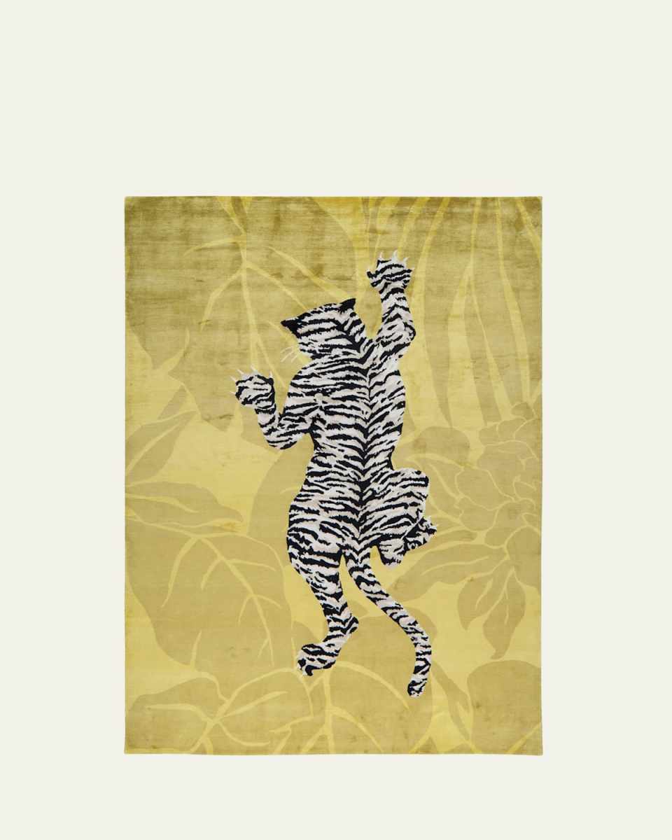 Climbing Tiger Hand-Knotted Rug, 6' x 9'