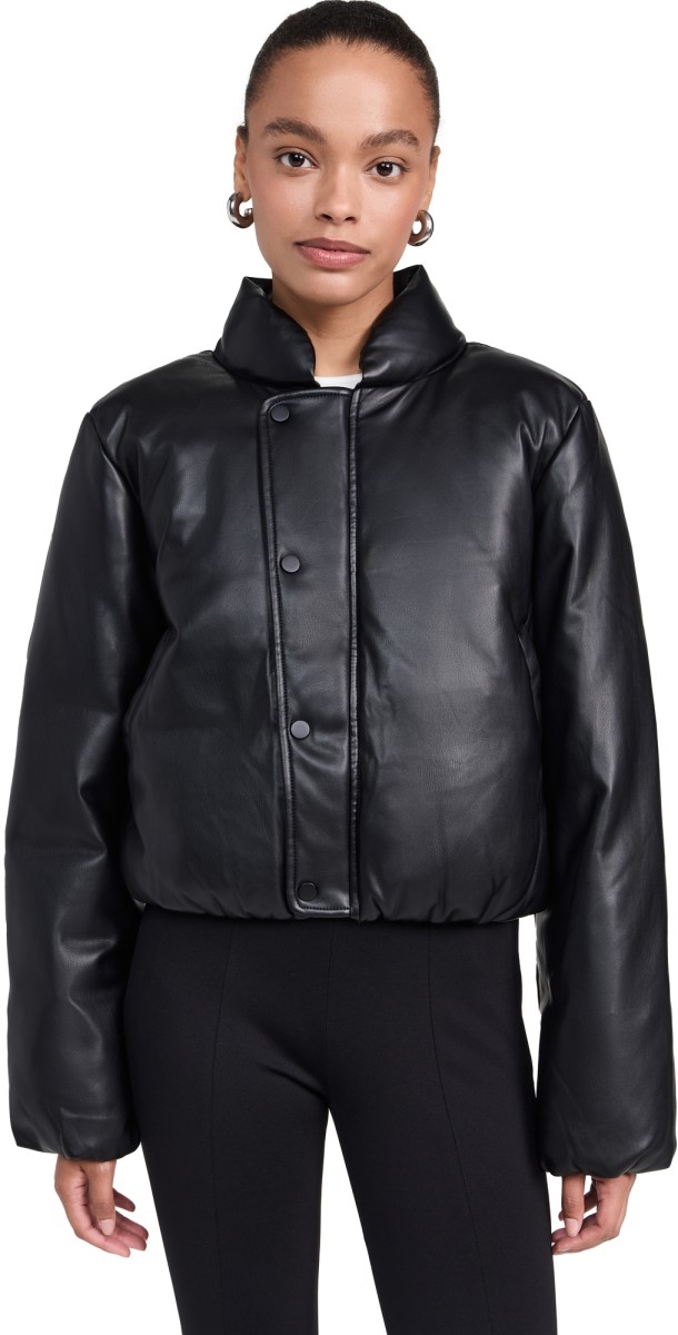 Joe's Jeans The Kiki Vegan Leather Bomber Jacket Black
