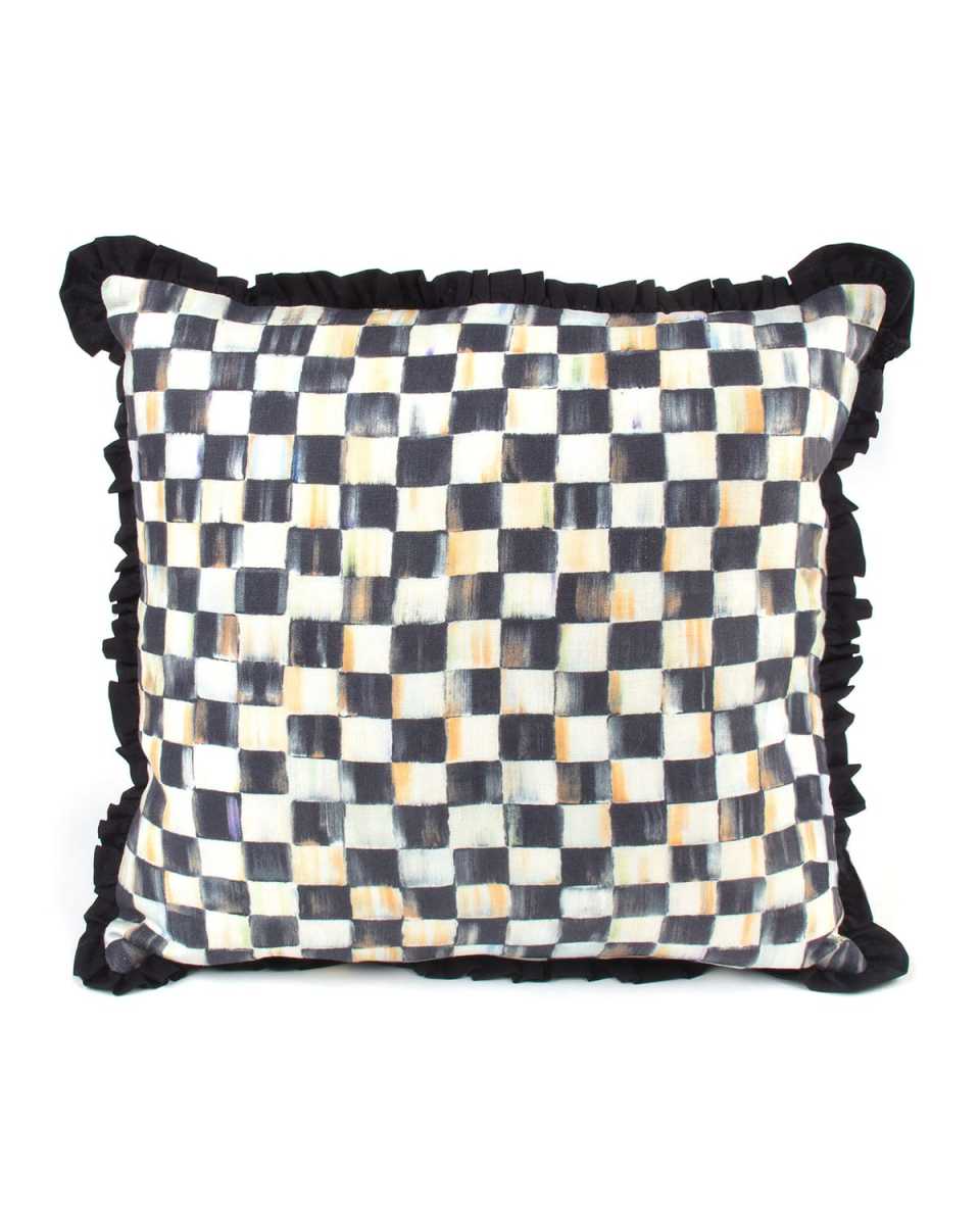 Courtly Check Ruffled Square Pillow