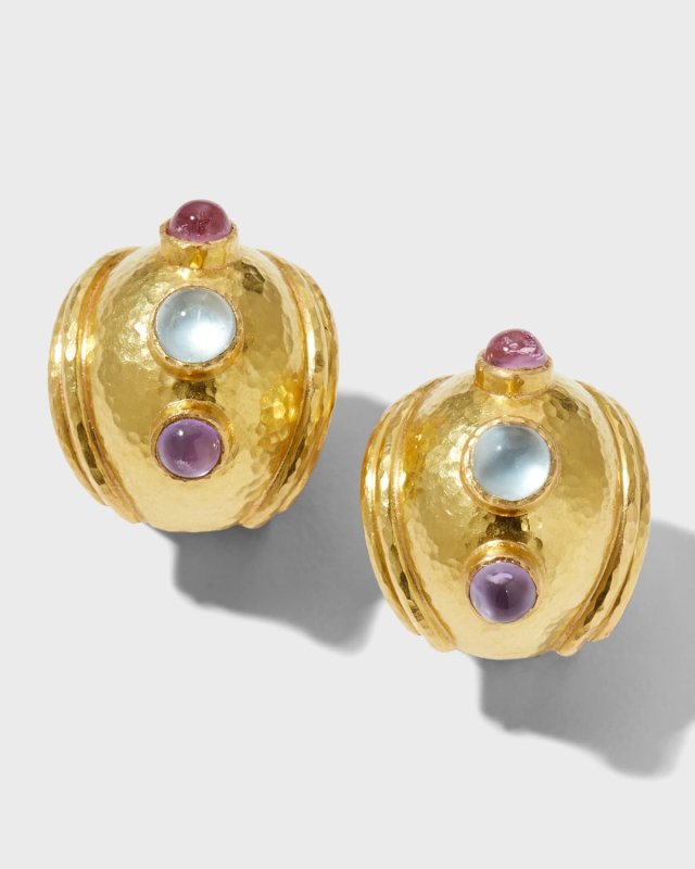 19K Tutti Fruiti Puff Earrings with Pink Tourmaline