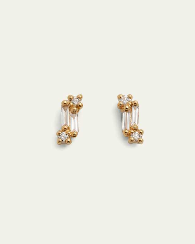 18K Yellow Gold Diamond Firework Stud Earrings