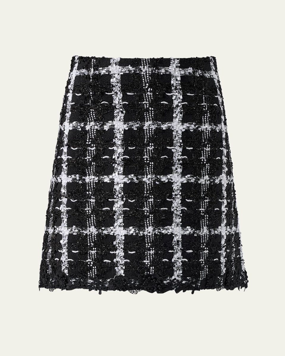 Metallic Check Tweed A-Line Mini Skirt