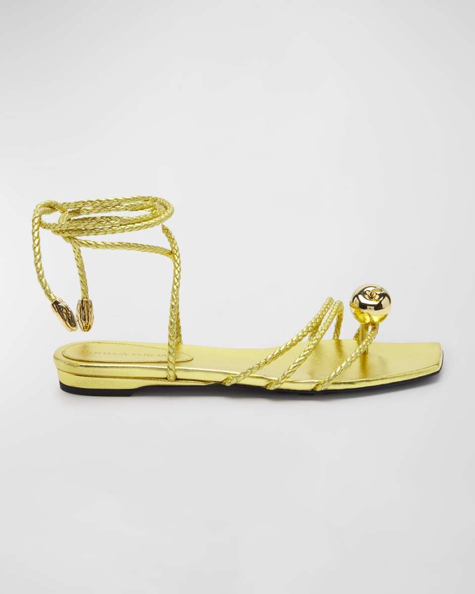 Adam Metallic Apple Ankle-Wrap sandals