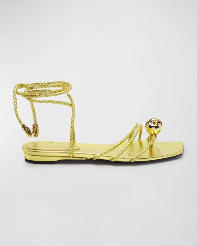 Adam Metallic Apple Ankle-Wrap sandals