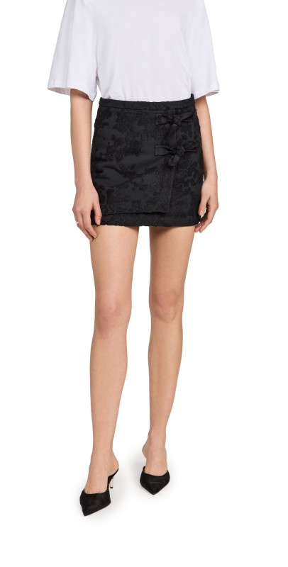 GANNI Boucle Jacquard Suiting Miniskirt Black