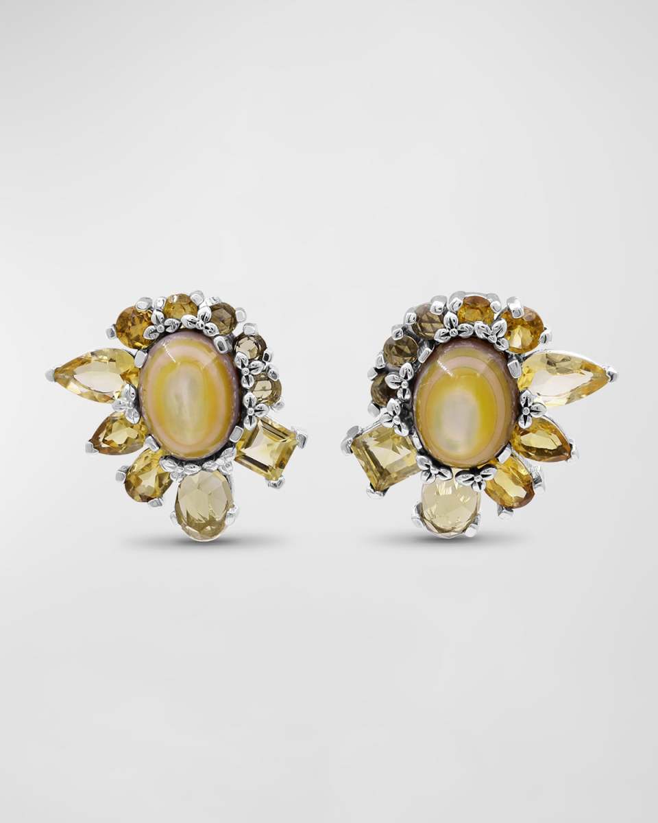 Quartz and Citrine Earrings in Sterling Silver