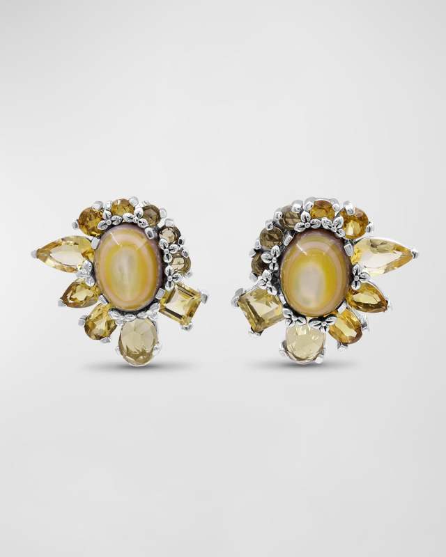 Quartz and Citrine Earrings in Sterling Silver