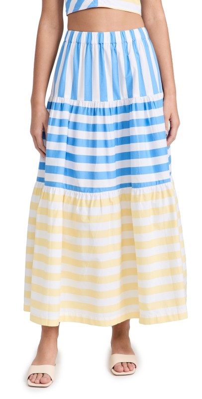 STAUD Idalino Skirt Buttercup Seashore Stripe