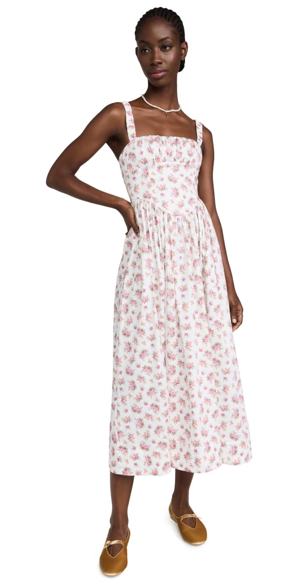 For Love & Lemons Etienne Midi Dress Pink